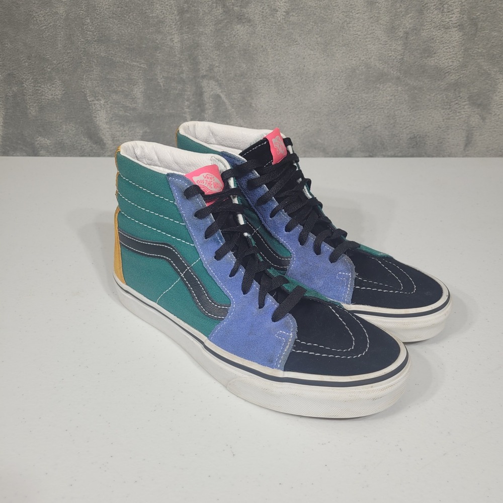 Vans High Top Mens 8 Multi Color Sk8-Hi Patchwork Suede Canvas Sneakers 721356